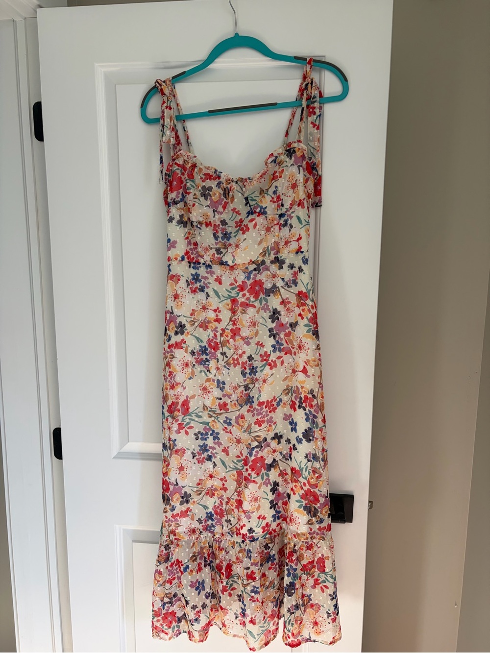Ellison Cream Floral Tie-Shoulder Maxi Dress